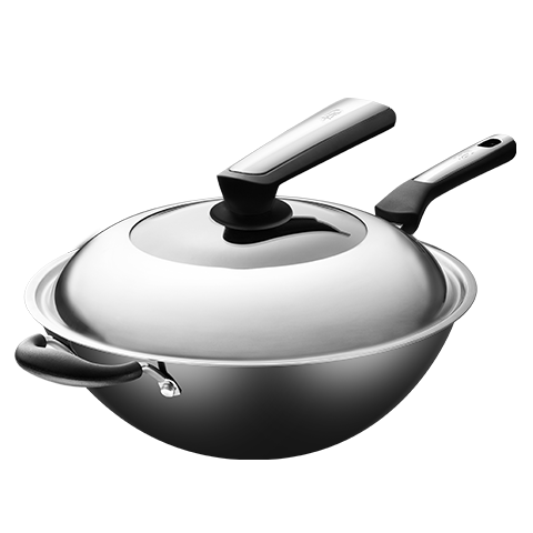 ASD Wok Iron Pan, Uncoated Stir-Fry Pan, Stainless Steel Iron Wok, Large Stir-Frying, 34cm, Gas Stove Specific, CF34J6WG