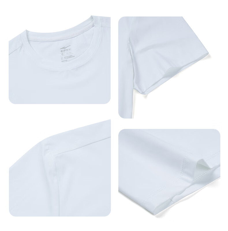 ERKE Men's Summer Outdoor Antibacterial Ice Feel Solid Color Casual Crew Neck T-Shirt Sportswear 10