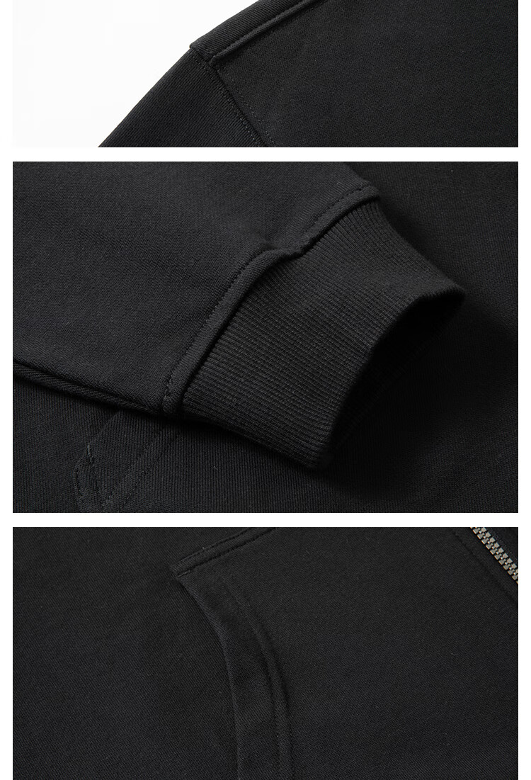 LIMENG Pure Cotton Casual Sports Suit Men Drop Shoulder Loose Fit Spring Autumn Cardigan Men's Sweatshirt Two-Piece Set Black M 11