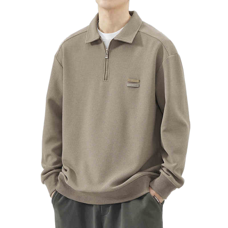 JEEP SPIRIT Men's Autumn Winter Casual Polo Shirt Long Sleeve T-Shirt Black 3XL