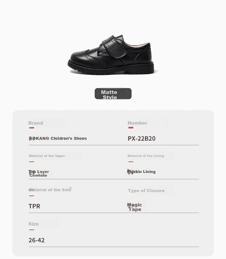 Aokang Boys' Leather Shoes, Black Soft-Soled Performance Shoes, Spring And Summer New Style Children's British-Style Genuine Leather Show Shoes for Older Kids 1