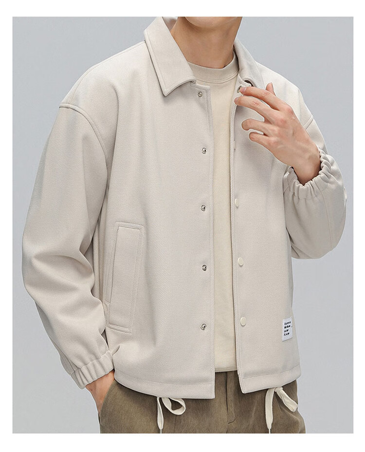 ROMON Men's Jacket, Spring And Autumn Casual Business Style, Youth Tobacco Jacket, Workwear Outerwear, Beige Color, Size 4XL 29