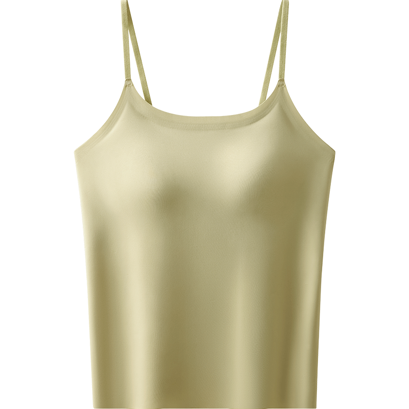 Women's Free Style Camisole Vest with Chest Pad, Solid Color Seamless Innerwear, Spring Summer Base Layer, Anti-Expansion Outerwear