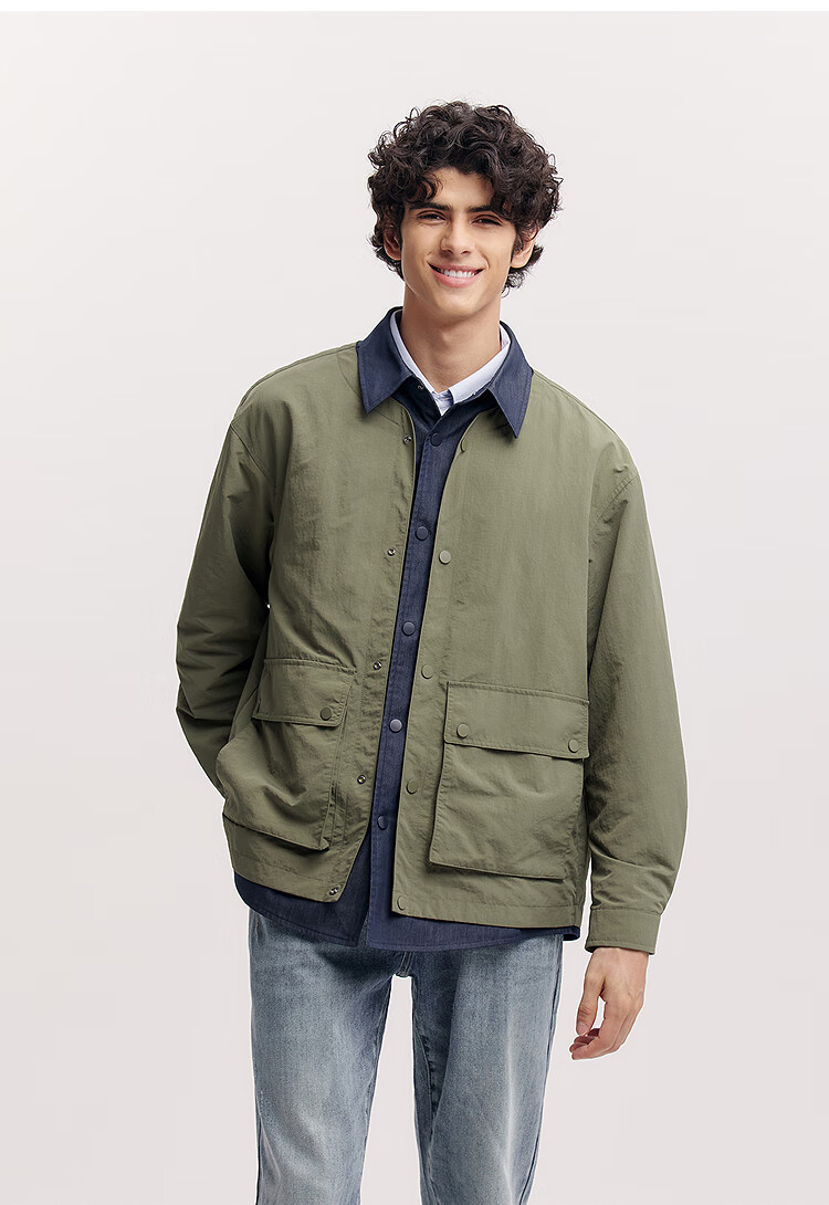Semir Jacket for Men, Spring Outdoor Style, Faux Two-Piece Design, Lapel Collar, Double Side Pockets, Top 101125108112 5