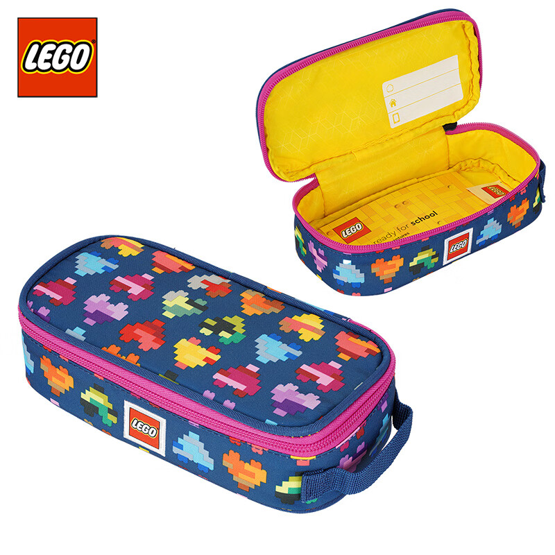 LEGO Pencil Case, Stationery Box, 3D Soft Shell, Large Capacity Student Pencil Case, Modular Heart Design, 10052