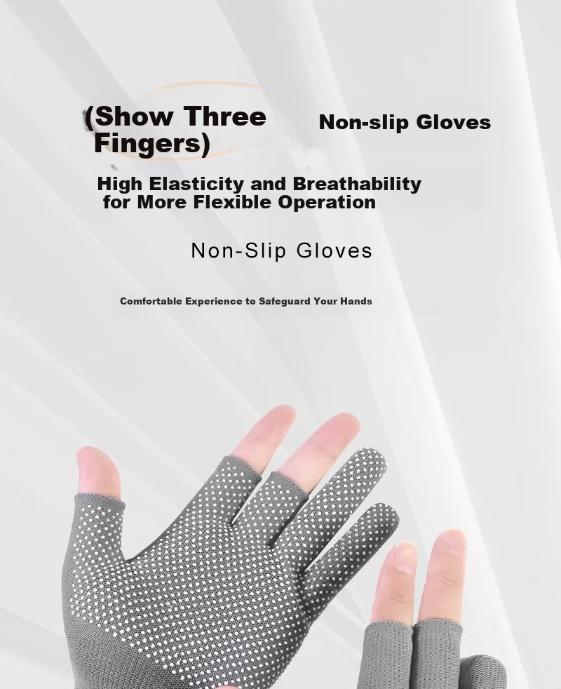 Minggu Dotted Gloves, Three-Finger Work Gloves, 10 Pairs, Nylon PVC Dotted Non-Slip Wear-Resistant, Black, One Size Fits All, CW352442 1