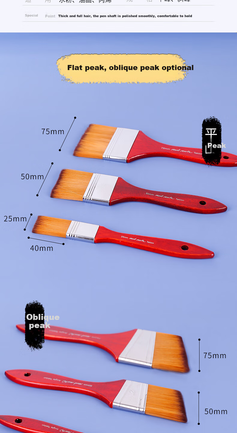 Mont Marte Brush, 75mm Flat Brush, Art Painting Paint Brush, Gouache Watercolor Acrylic Oil Painting Brush, Nylon Flat Head Brush, Single Brush MPB0056, Art Sketching 10