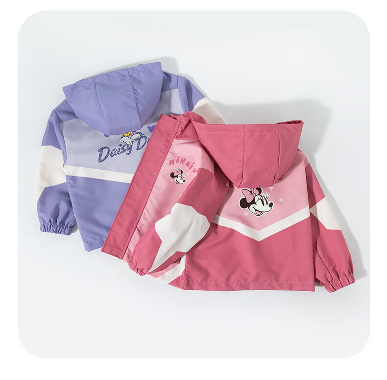 Disney Spring And Autumn Travel Children's Clothing, Girls' Cartoon Three-In Protective Wear-Resistant Breathable Hooded Jacket, Light Purple, Size 120 18