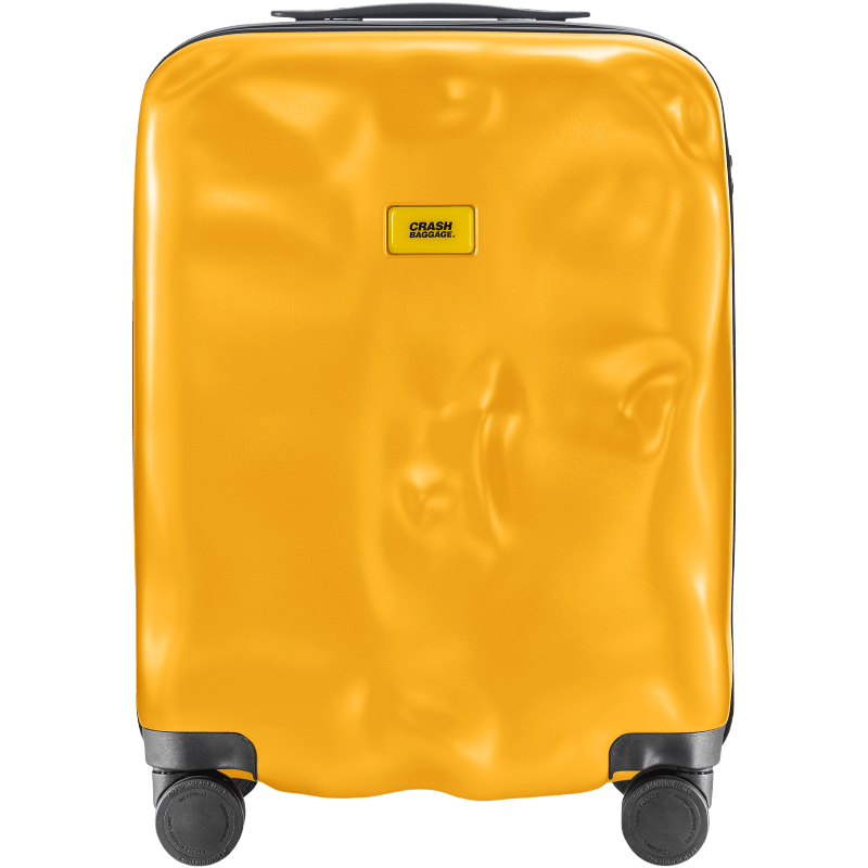 CRASH BAGGAGE Italian Embossed Suitcase Travel Luggage Carry-On Trolley Case for Men And Women, Yellow, 20 Inches