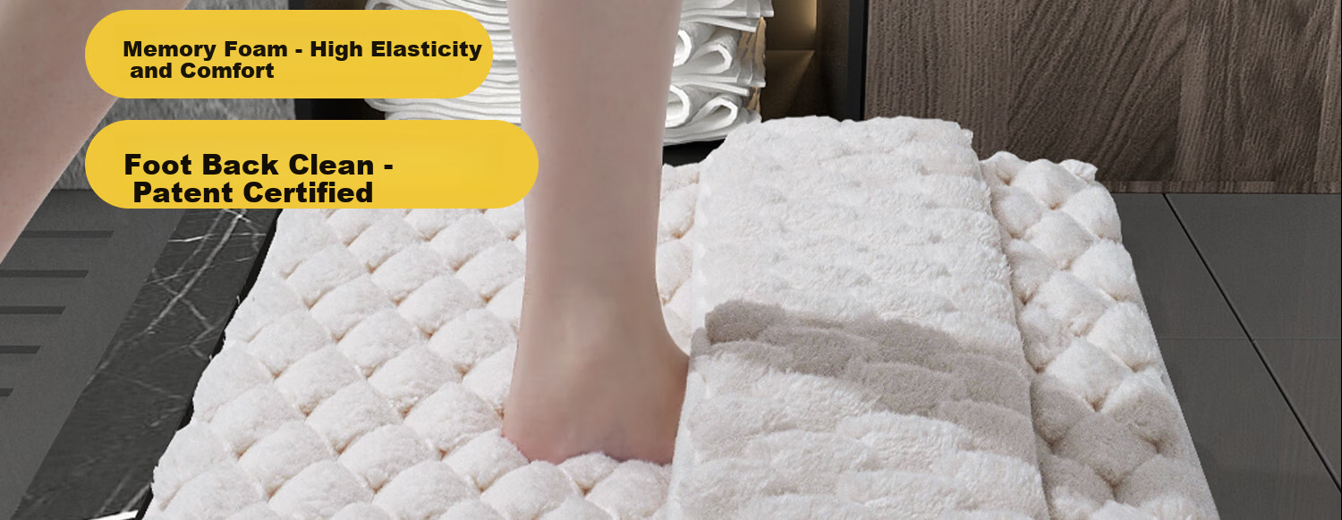 Qiqijia Memory Foam Bathroom Mat, Household Absorbent Floor Mat, Shower Room Entrance Foot-Wiping Mat, Quick-Drying Bathroom Door Mat 2