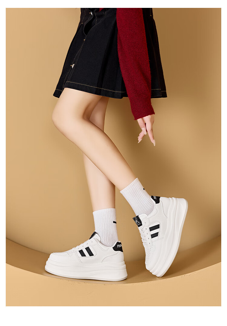 LA CHAPELLE Women's Sneakers Thick Sole White Casual Shoes Soft Sole Height Increasing JX002 Red Size 37 8