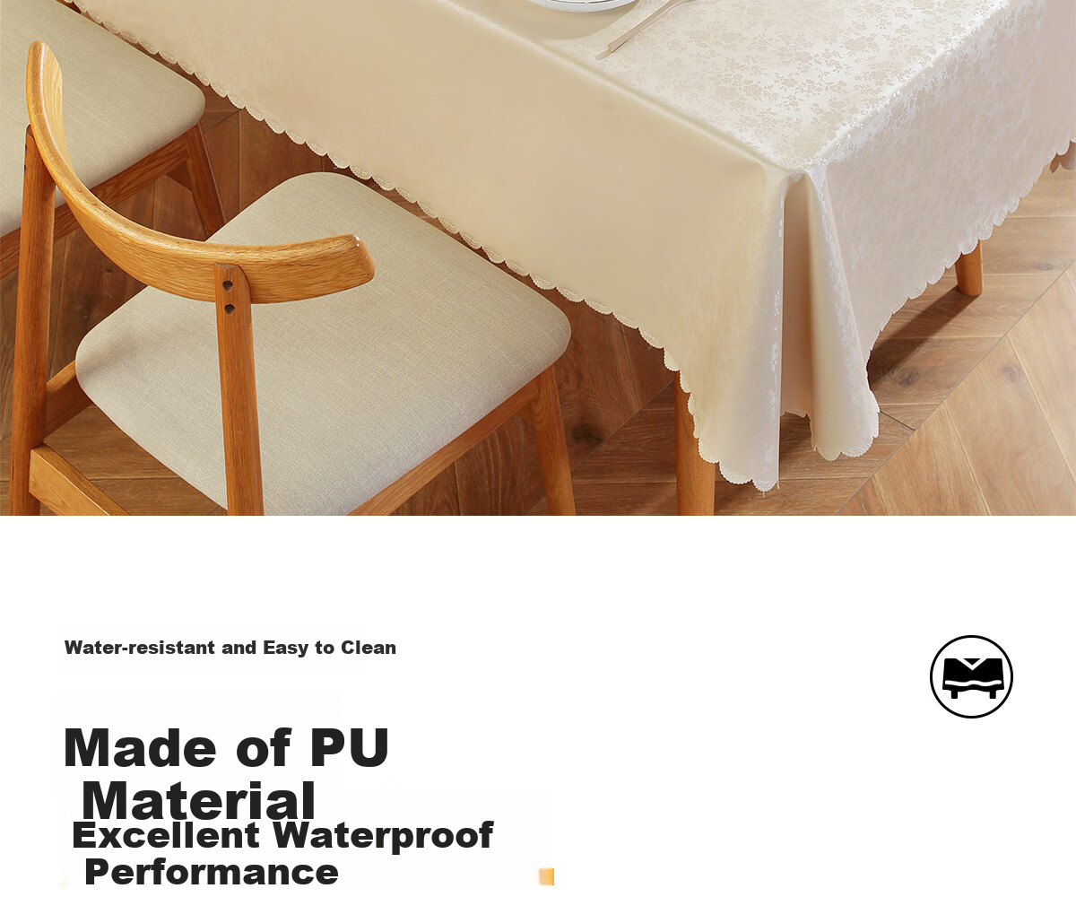 Ali Dining Table Cloth, Waterproof And Oil-Proof PU Table Cover, Customizable Table Mat, Coffee Table Cloth, Rose Champagne Beige, 140*160cm 5