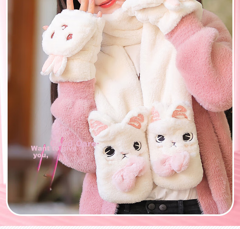 677888 Flip-Top Gloves for Women, Winter Student Cute Cycling Warm Half-Finger Christmas Gift for Girls Birthday Present 2