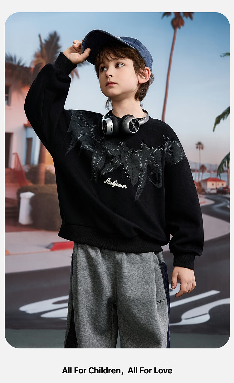 ASK JUNIOR Children's Clothing, Boys' Sweatshirt, Round Neck Long Sleeve, Autumn Pullover, Casual Versatile Top, Green, Size 170 2