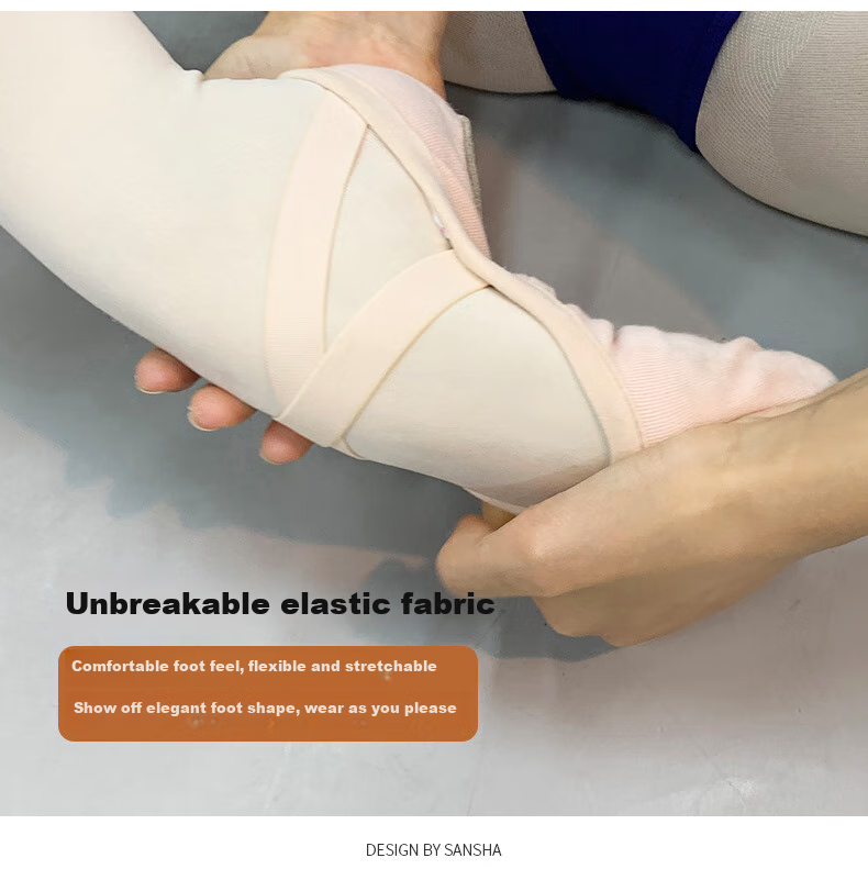 Sansha Ballet Flats for Women, Adult Elastic Fabric Dance Practice Shoes, Gymnastics Shoes, Cat Paw Shoes, M007 Sand Color, Size 38 4