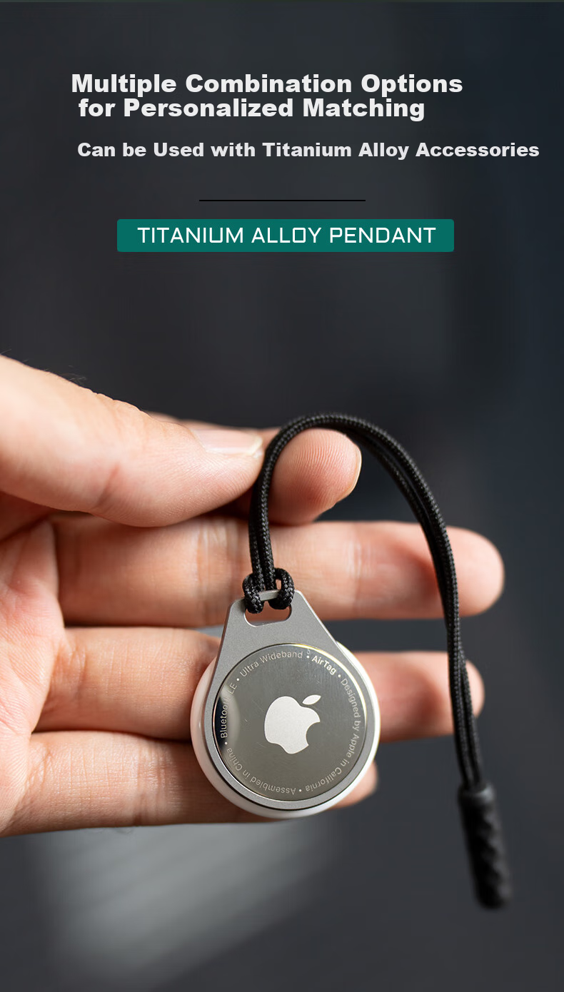 YORA Titanium Alloy Case Compatible with Apple AirTag, Keychain Ring Locator Case, Necklace Strap Car Key 4