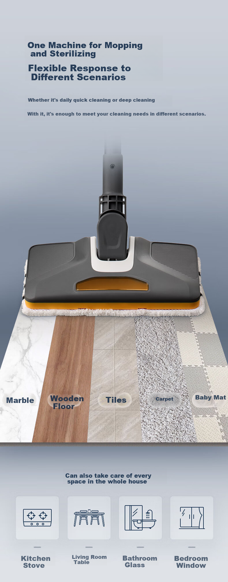 Donlim Steam Cleaner, Multi-Functional Steam Mop, High-Temperature Steam Sterilization And Mite Removal, Household Kitchen Mirror Cleaning, Fabric Sterilization And Mite Removal, High-Temperature Steam Mop DL-7006 2