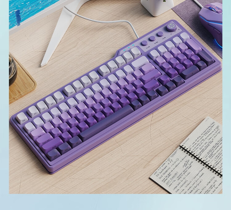 HP K360 Wired Keyboard, Gradient Color Keycaps, RGB Mechanical Feel, Ergonomic Design, Office And Gaming Universal, League of Legends, E-Sports Gaming Keyboard, Green, 98-Key Layout 8