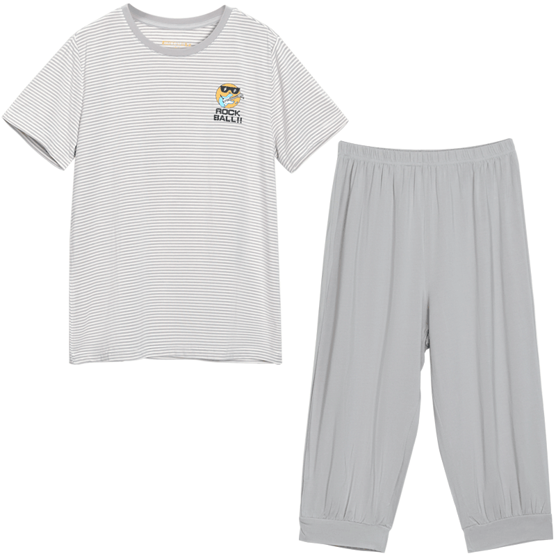 Hodohome Children's Pajamas, Boys' Modal Cooling Sleepwear, Short-Sleeved Round Neck Air Conditioning Suit Set 237 140