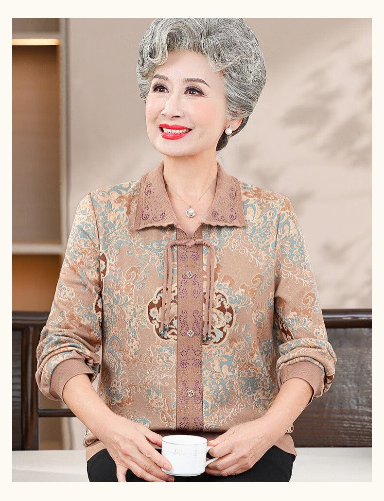 Fengxiao Middle-aged and Elderly 2025 New Shirt Elegant and Noble Spring Top for Grandma and Mom 6