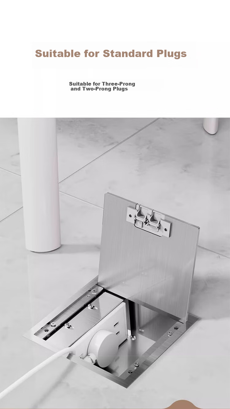FDD Flat Invisible Floor Socket, Hidden Stainless Steel Waterproof Recessed Floor Socket, Ultra-Thin Floor Socket, Ten-Hole 7