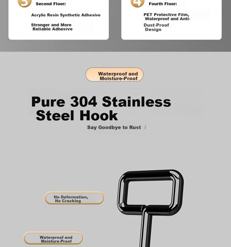 CHUSHE No-Drill Heavy-Duty Adhesive Hooks for Kitchen, Bathroom, Wall-Mounted Cleaning Tools, Household Use 16