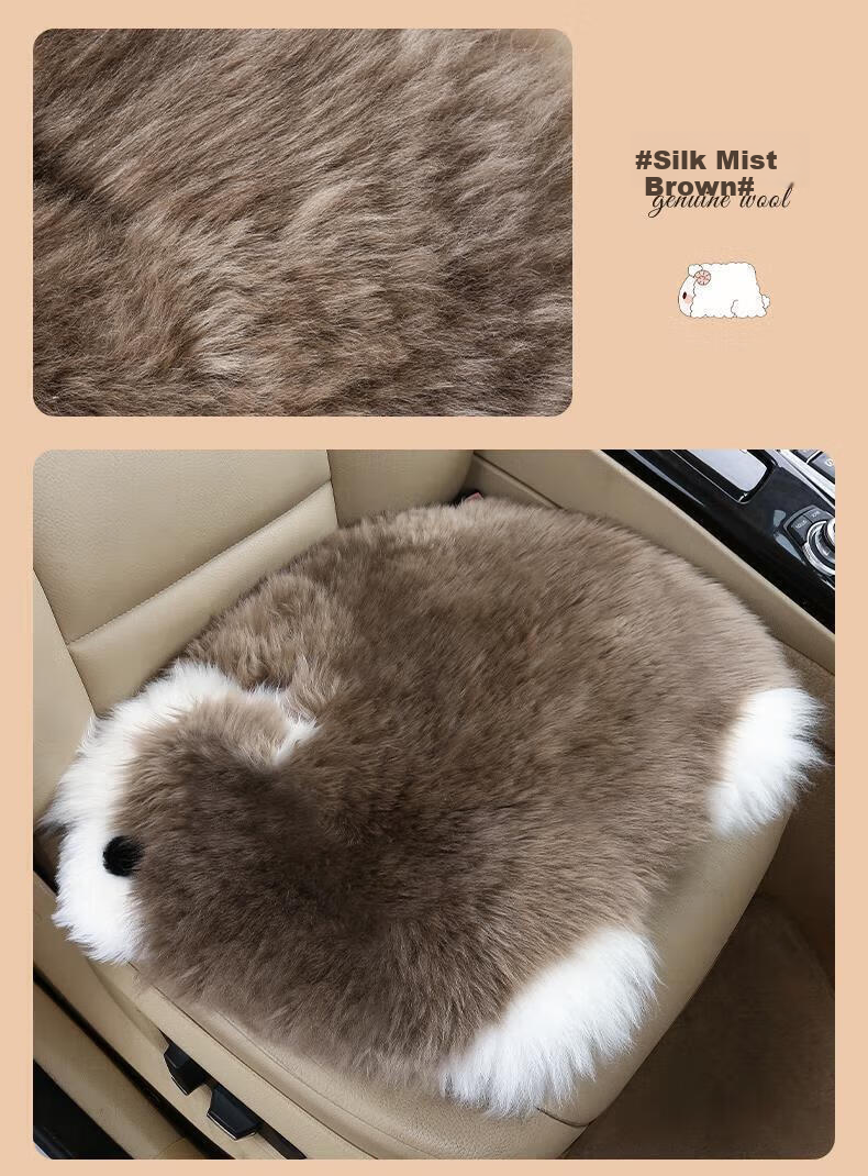 Xiangdaxia Car Seat Cushion, Winter Wool Thickened Seat Pad, Warm Chair Cushion for Winter, Universal, Silk Mist Brown [Single Piece] 16