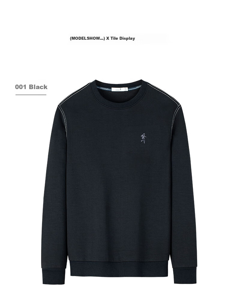 DANCING WOLVES [Modal + Wool] Autumn And Winter Simple Open-End Versatile Casual Men's Sweatshirt, 001 Black, Size 170 5