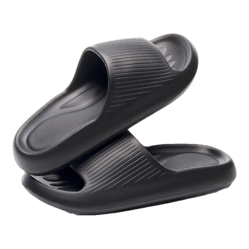GUOLUOFEI Slip-On EVA Slippers for Men And Women, Summer Bathroom Shower Large Size Non-Slip Men's Sandals, Black, Size 44-45