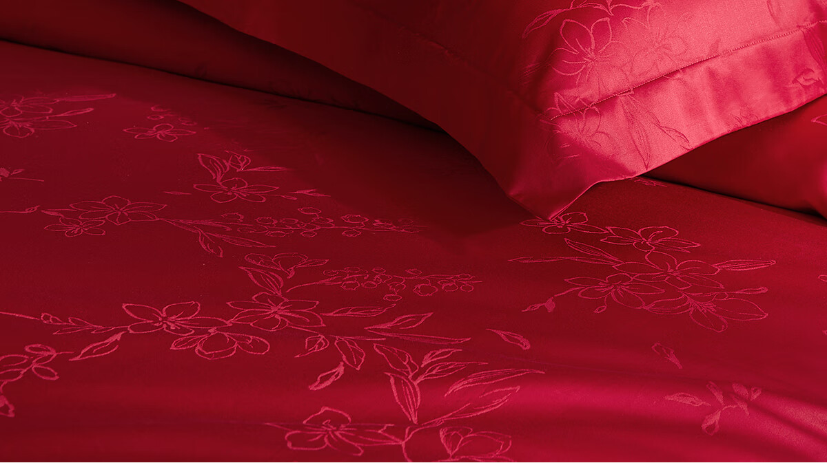 MIDO HOUSE Mingdu Pure Cotton Wedding 4-Piece Set Red Bridal Bedding Sheet Duvet Cover 200x230 Blue Wedding Double Happiness 7