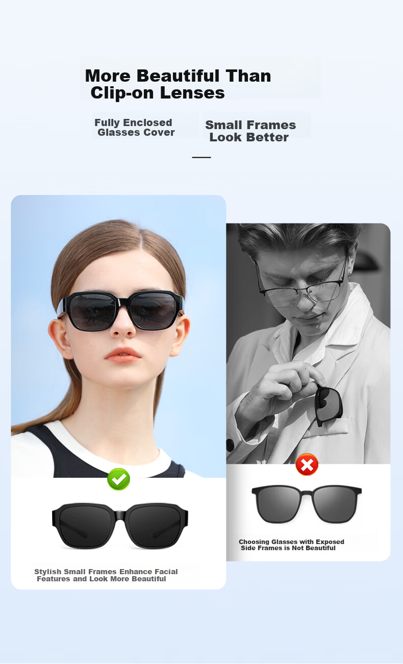 LOHO 2026 New Myopia Glasses Sunglasses Set, Polarized Driving Sunglasses for Nearsighted People, Fashionable Square Frame for Men And Wome 8