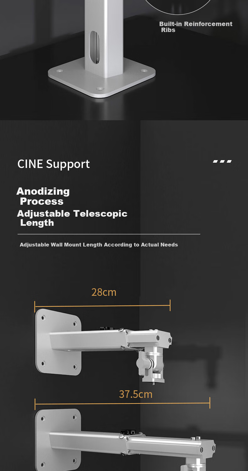 CINE Projector Wall Mount Bracket Bedside Hanging Wall Stand Suitable for XGIMI RS20, H6, Dangbei D7X, Hisense M2, Jmgo N1S, Big Eye Orange Projectors Wall Mount PH36 Silver 4