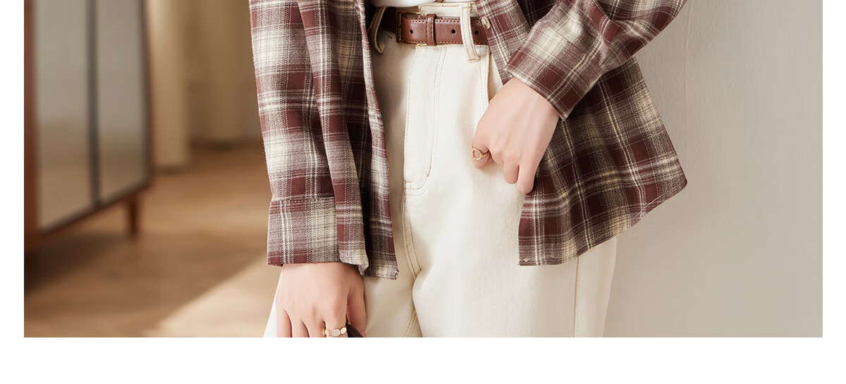 PinCai Women's Plaid Long Sleeve Shirt Spring Autumn Stylish Loose Vintage Versatile Blouse P143C2009 17