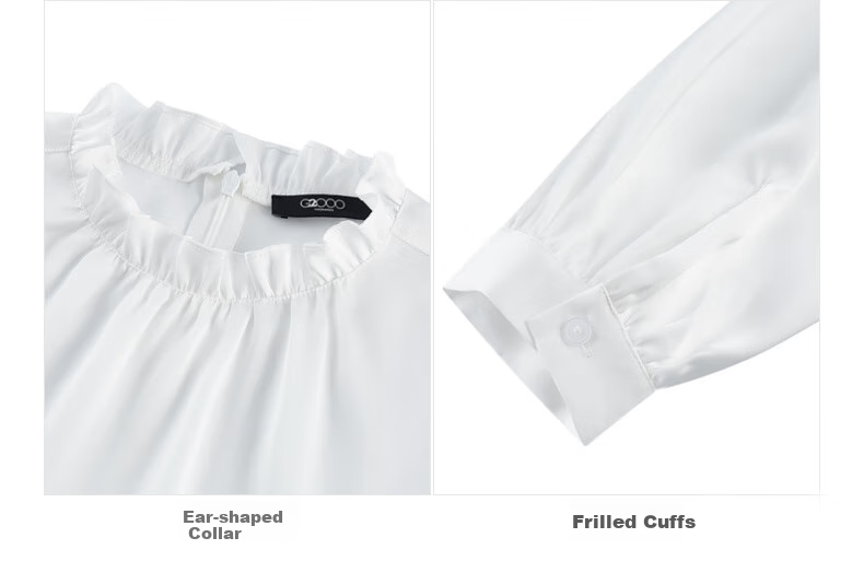 G2000 [Smooth Color Cotton Fabric] Spring And Autumn Mall Matching Smooth Draping Elegant Casual Shirt, Snow White, Size 34 9