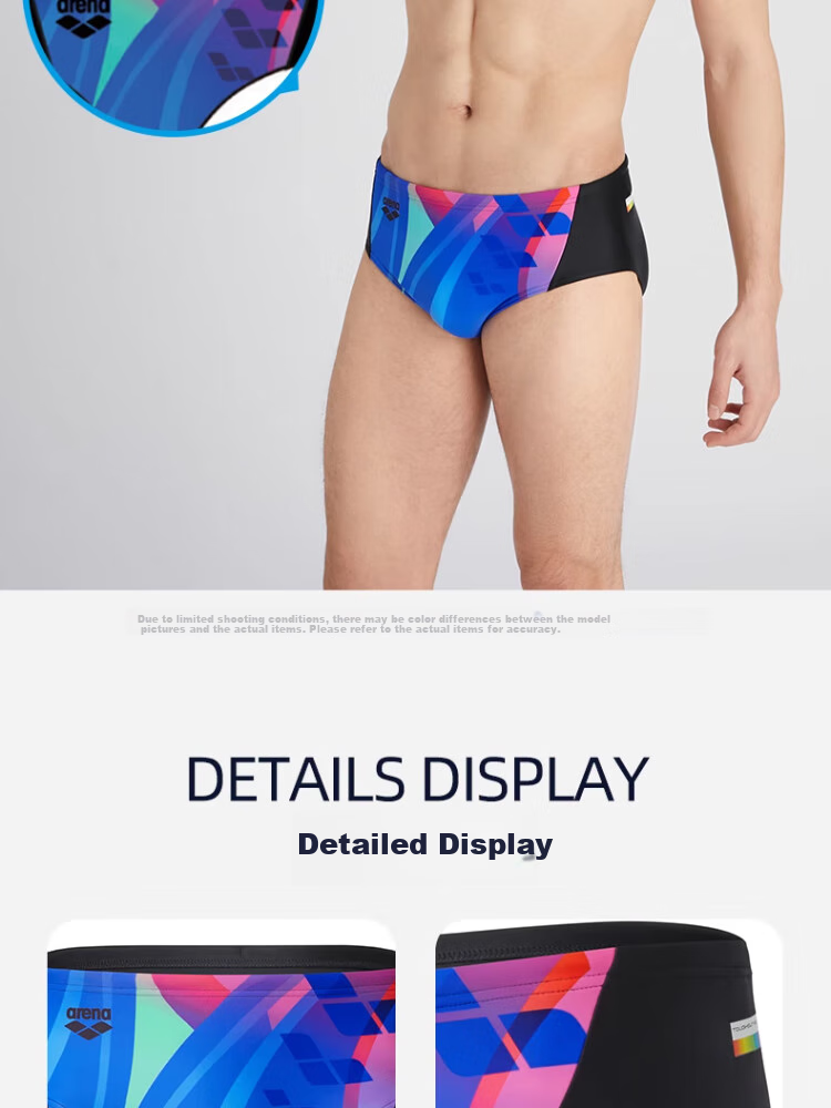 Arena Men's Swim Trunks with Triangle Print, Fashionable Anti-Embarrassment Chlorine-Resistant Quick-Dry Professional Training Fitness Sports Swimming Shorts 6