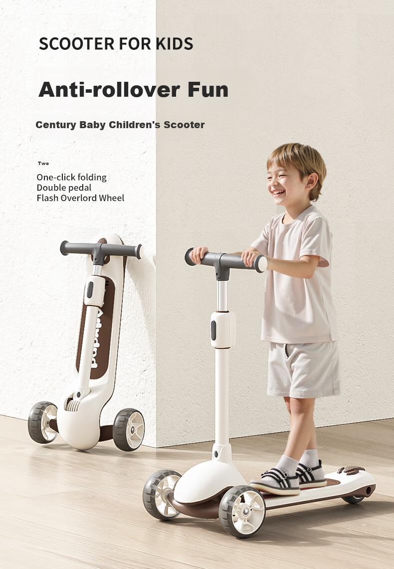 Babyhood Children's Scooter for Ages 3-14, Ride-On And Ride Bike Toy for Boys And Girls, Foldable Two-In Gift 1
