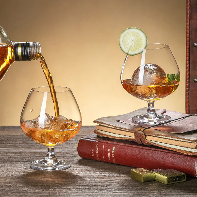 CRISTALGLASS Brandy Glasses Crystal Thickened Whiskey Glasses Set of 2 Short Stem Cognac Glasses