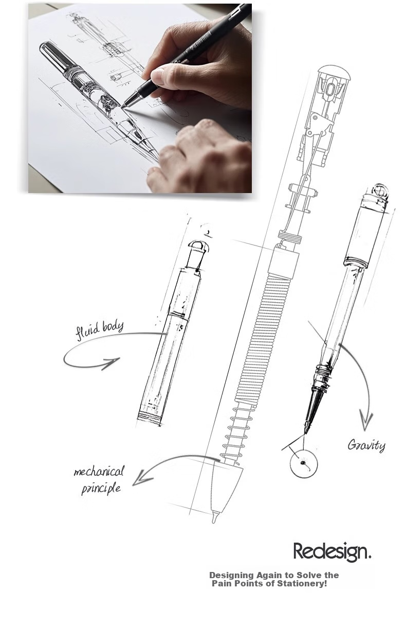 Wusheng Lingdong Pen, Pen-Removing Black Technology Gel Pen, Gravity-Sensing Black Pen, Quick-Drying Smooth Writing, for Middle School Students, High-Quality Water-Based Pen, Stationery, Retractable Creative Signing Black Set 4