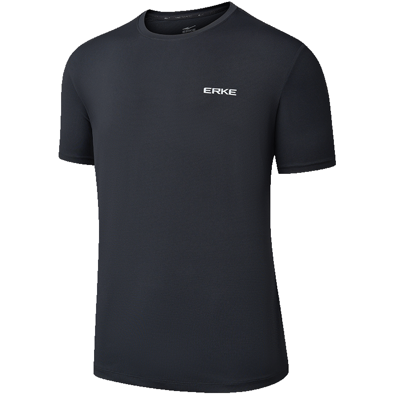 ERKE Short Sleeve T-Shirt for Men, Summer New Arrival, Moisture-Wicking Quick-Dry Sports Tee, Round Neck Undershirt, Solid Color Top, Outdoor Running Wear