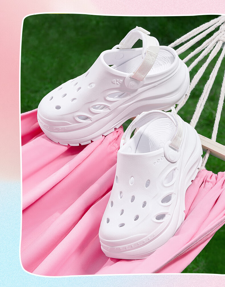 Kappa Official Women's Breathable Hole Shoes Sandals Casual Sports Outdoor Slippers Women's Classic White 37-38 23