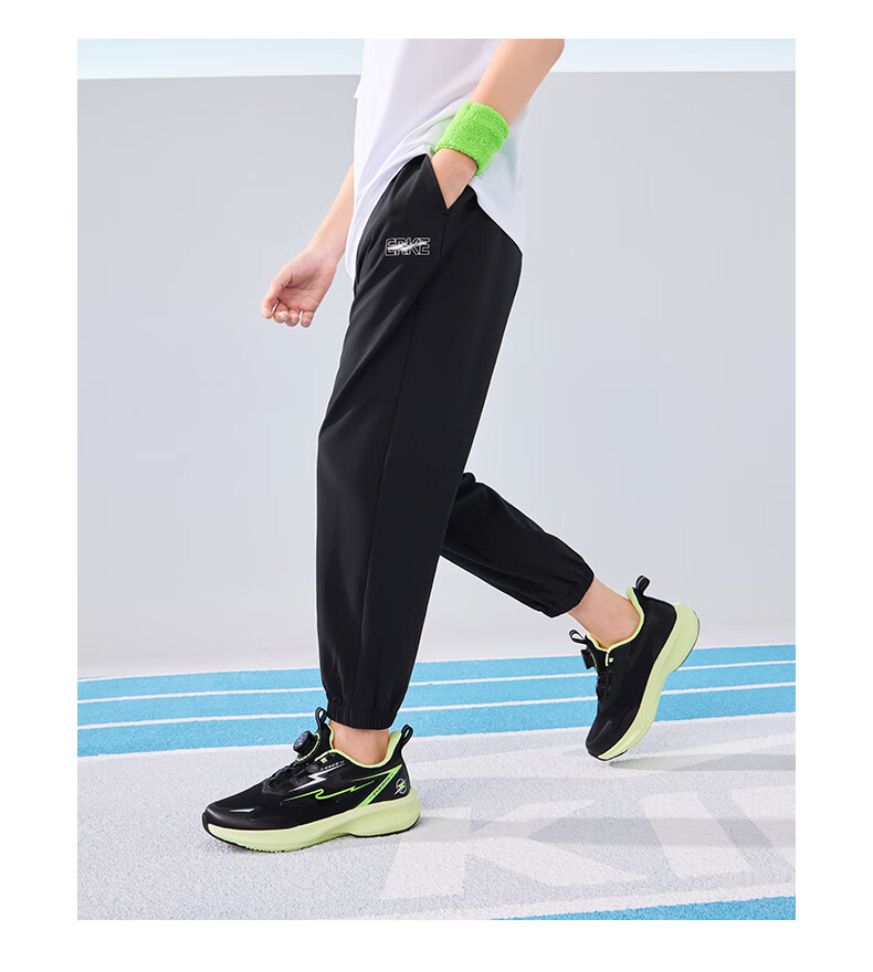 ERKE Children's Clothing, Boys And Girls, Big And Small Kids, Woven Four-Way Stretch, Summer Lightweight Breathable Sports Capri Pants, Capsule Green, Size 120 21