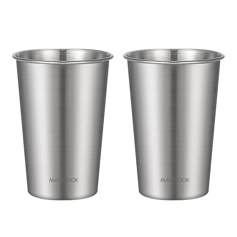 MAXCOOK 304 Stainless Steel Water Cup, Beer Mug, Shatterproof Juice Cup, Cold Drink Cup, Tea Infuser Cup, 500ml*2 Pieces MCB3772