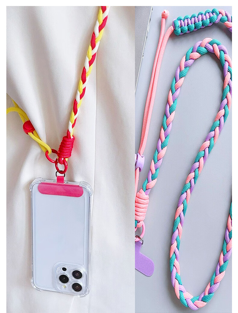 BZBC Phone Lanyard, Neck Strap, Crossbody Strap, Wrist Strap, Adjustable, Retractable, Anti-Loss, Versatile Phone Case, Durable, Long Style, [Red Yellow White] 7