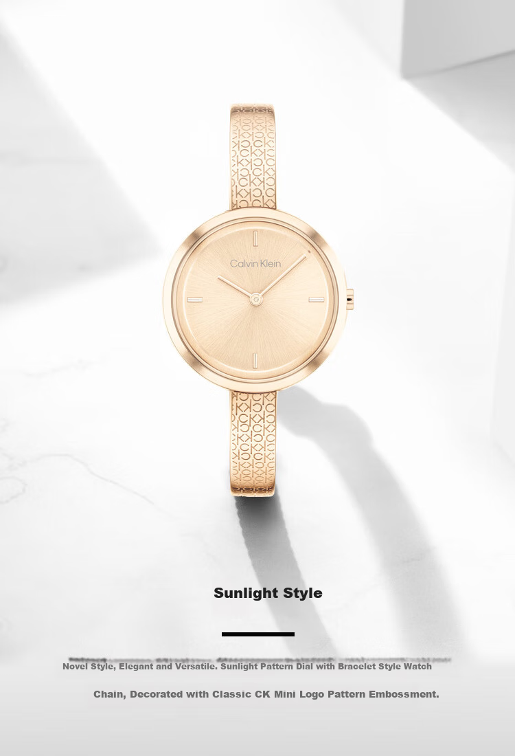 Calvin Klein CK Watch, Sunlight Model, Small Gold Watch with Steel Strap, Quartz Ladies Wristwatch, Women's Day Gift, New Year Present, 25200183 1