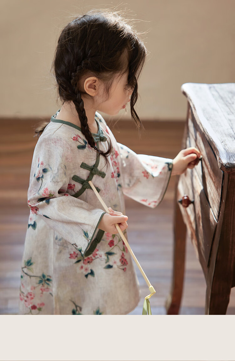 LUSON Chen Da Zhu Xiao O Bao Girls' Chinese-Style Qipao Dress Set for Spring And Autumn 2025, Baby Girl Tang Suit Thin Dress 2
