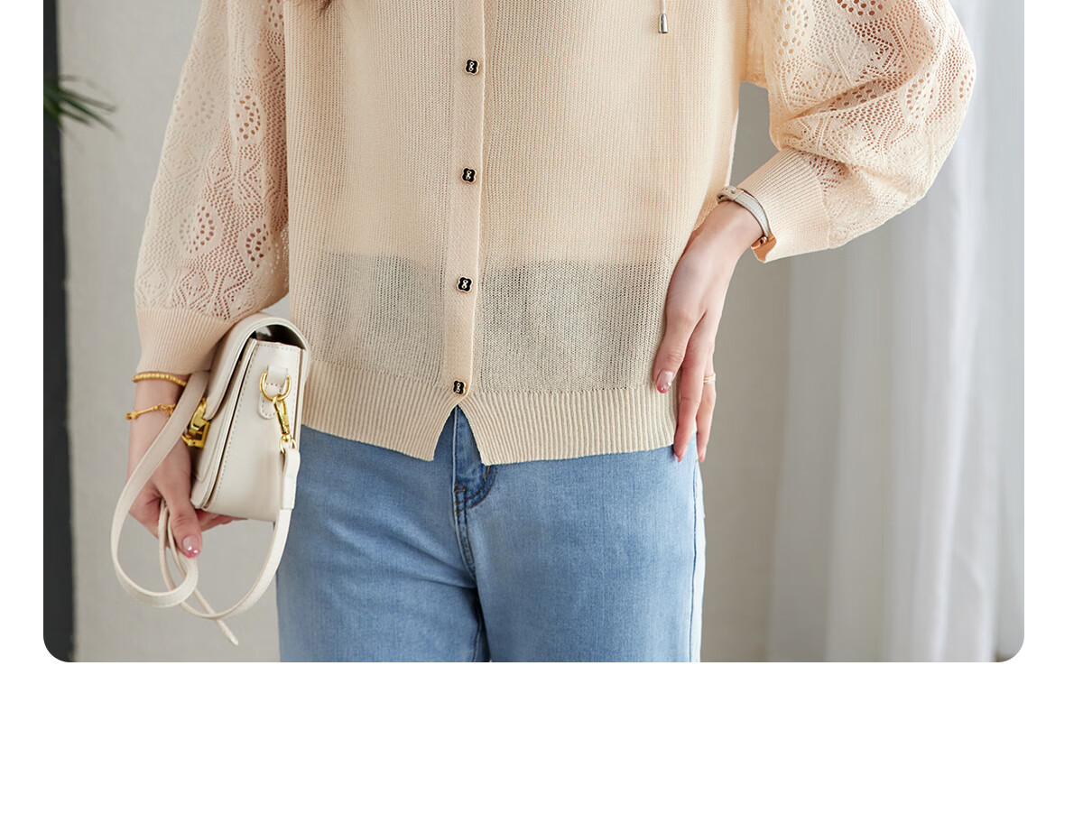 YUZHAOLIN Fashion Ice Silk Knit Cardigan for Women, Thin Outer Layer Short Loose-Fitting Shawl Y52D023 26