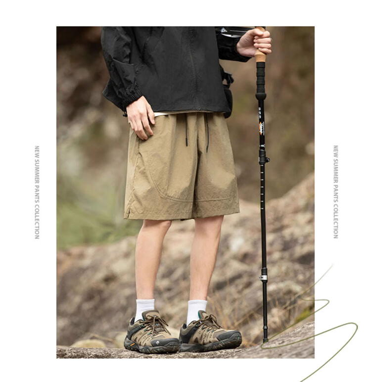 JEEP SPIRIT Men's Summer Ice Silk Quick-Dry Casual Shorts, Trendy Five-Point Pants, Space Gray, Size L 5