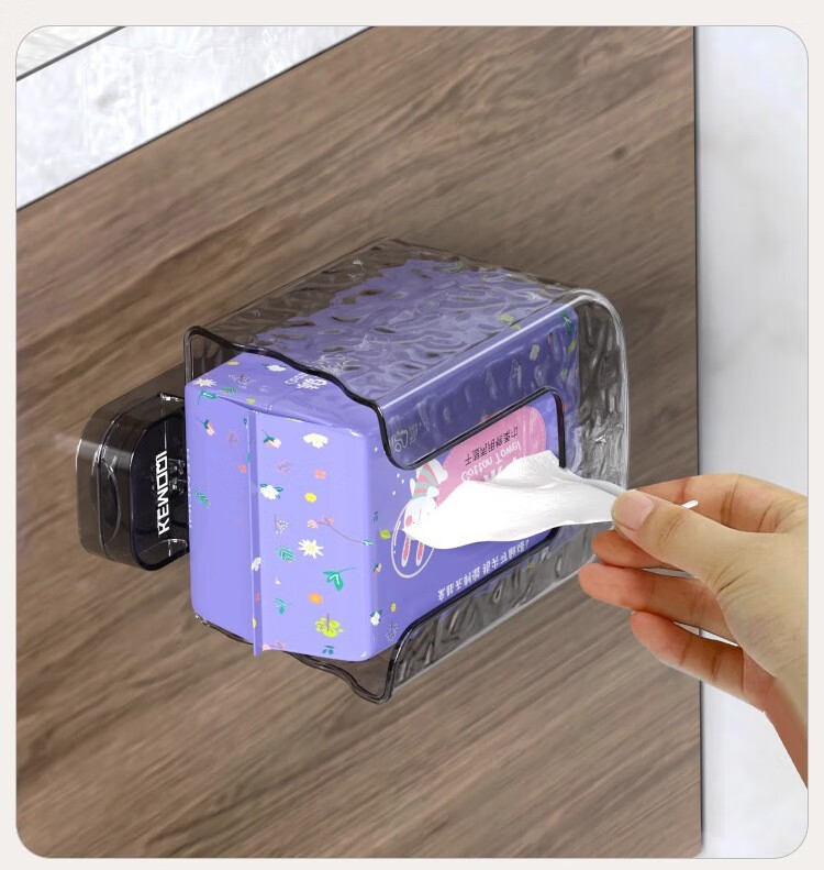 Jialifang Suction Cup Wet Wipes Storage Box Wall-Mounted Kitchen Wet Tissue Holder Wet Toilet Paper Facial Tissue Dispenser Transparent Color 12
