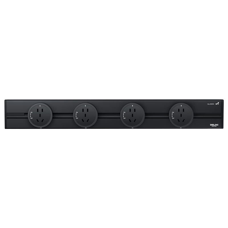 DELIXI Track Socket Fourth Generation Movable Wall-Mounted Power Strip [Upgraded] Black 0.8m Rail + 4 Sockets