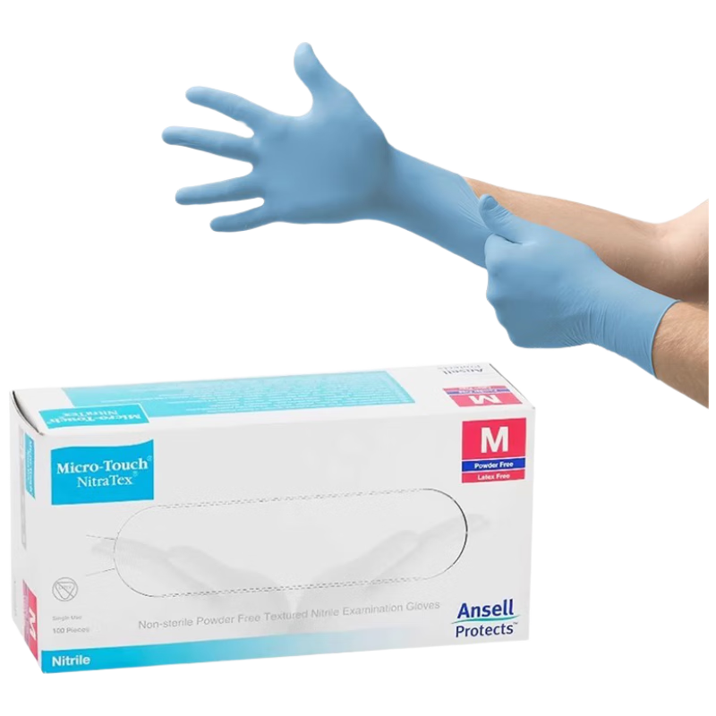 Ansell 4472 Disposable Nitrile Gloves, Thickened Wear-Resistant Food Grade Household Laboratory Inspection Protective Gloves 447X (100 Pieces/box) M